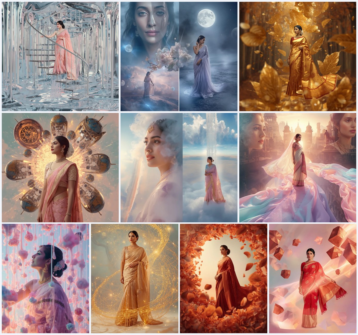 Best 10 Cinematic Saree AI Prompts for Dramatic Storytelling Visuals | saree girl ai prompt