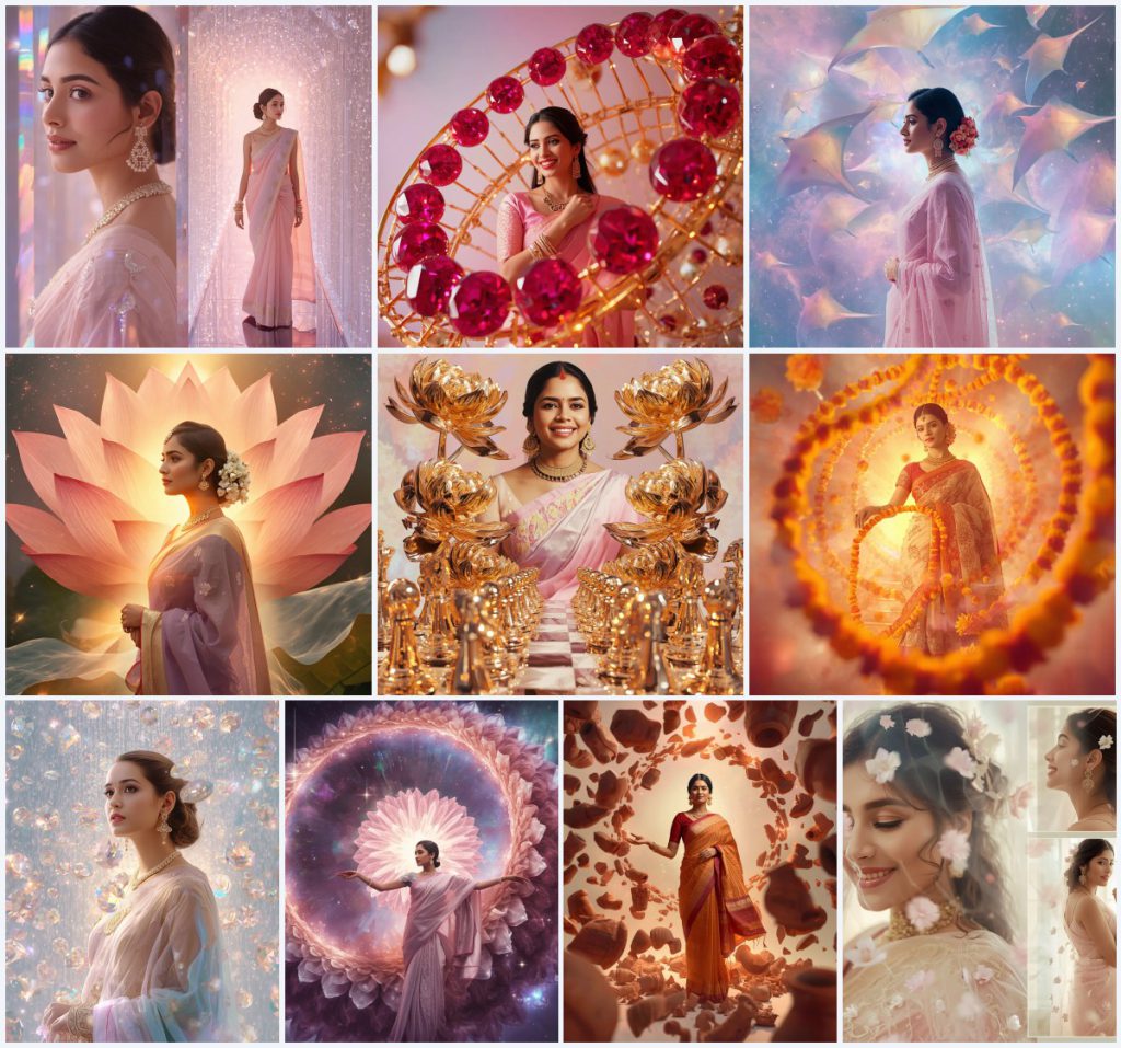 New 10 Bridal Saree AI Prompts for Exquisite Wedding Album Creations | instagram prompt for traditional look for girl in english
